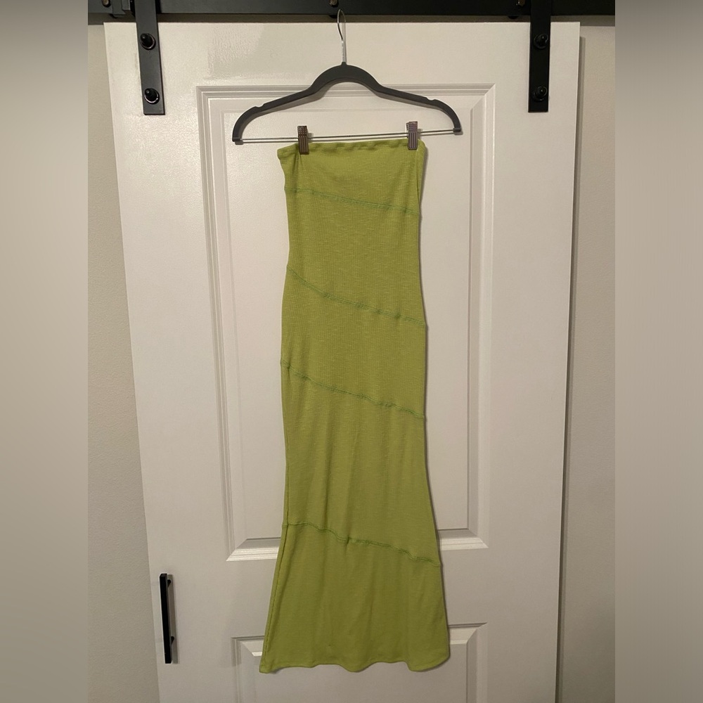 Green tube top maxi dress